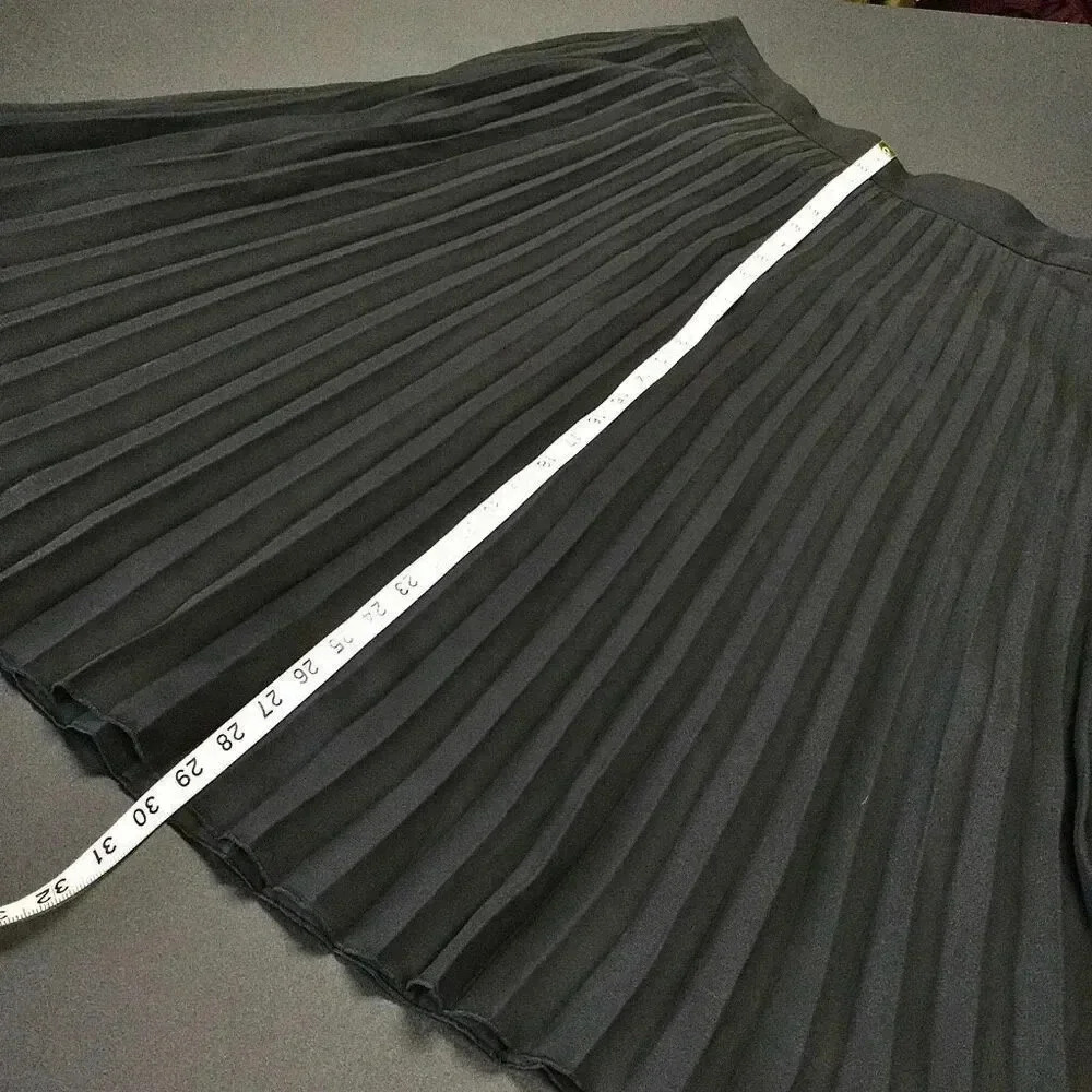 NWT YuLinGe‎ Womens Black Lined Accordion Pleated Flare A-Line Skirt Size 12 - Picture 4 of 11